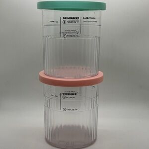 Set of 2 Containers for Ninja Creami Deluxe with Mint and Pink Lids